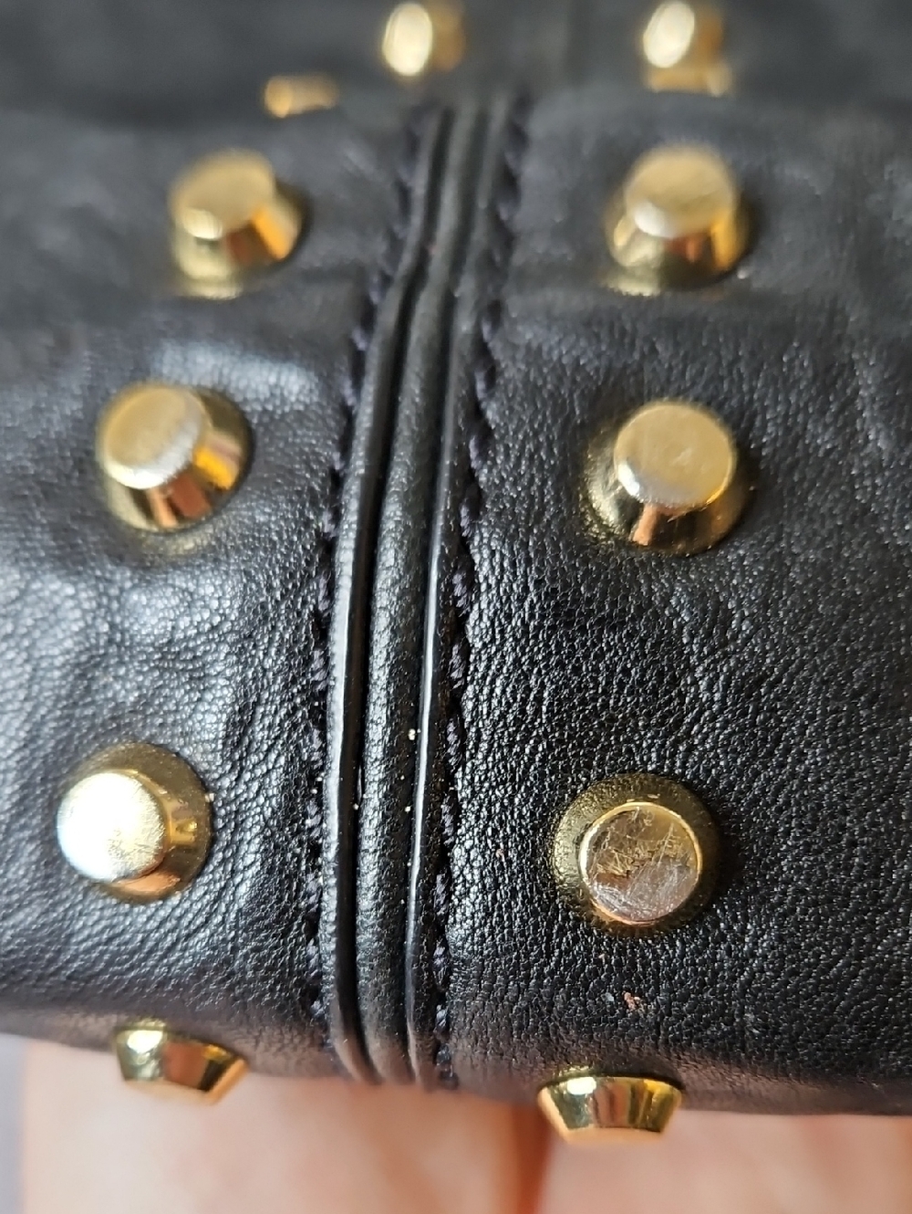 Michael Kors Uptown Astor Black Leather Studded Shoulder Bag - Picture 5 of 8